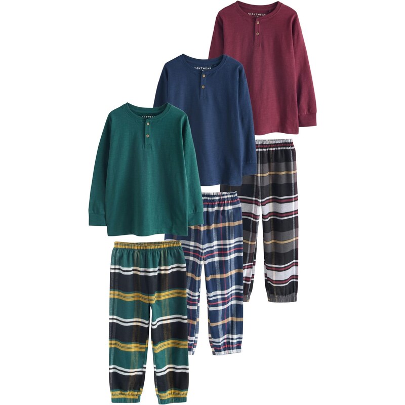 Next Pyžamo námornícka modrá / žltá / tmavozelená / bordová / biela 65893299