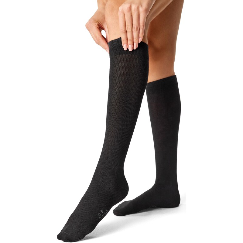 Vlnka Bavlnené kompresné podkolienky čierna 65232792