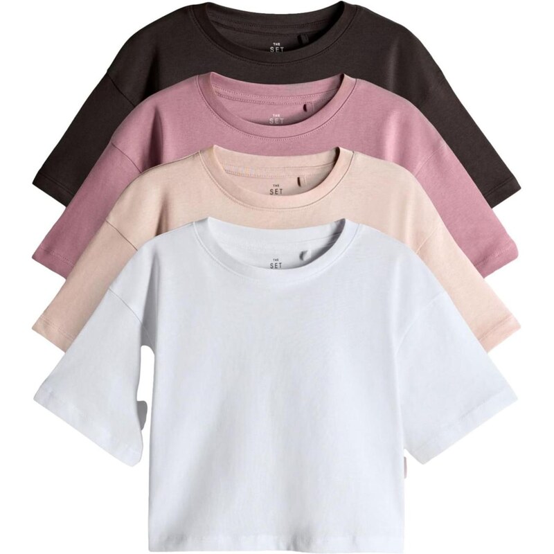 The Set Tričko béžová / čokoládová / staroružová / biela 65662842