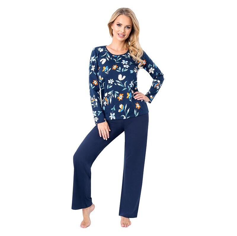 Donna Bavlnené dlhé pyžamo Caroline modré 65596592