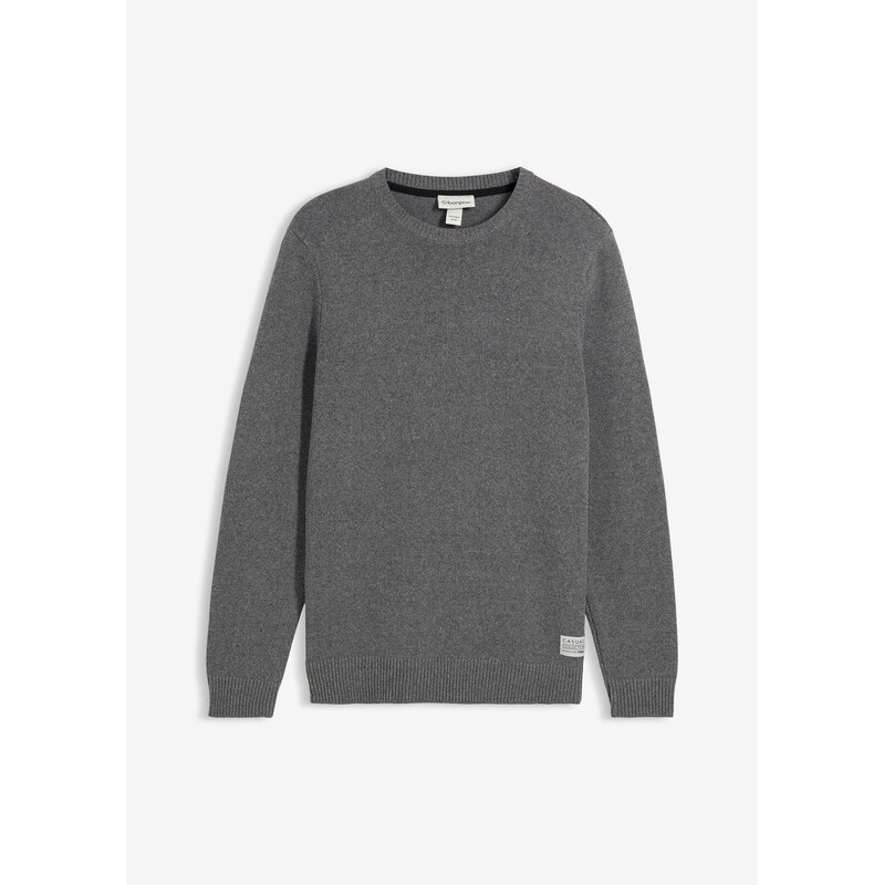 bonprix Jemne pletený pulóver s recyklovanou bavlnou, farba šedá 45853446
