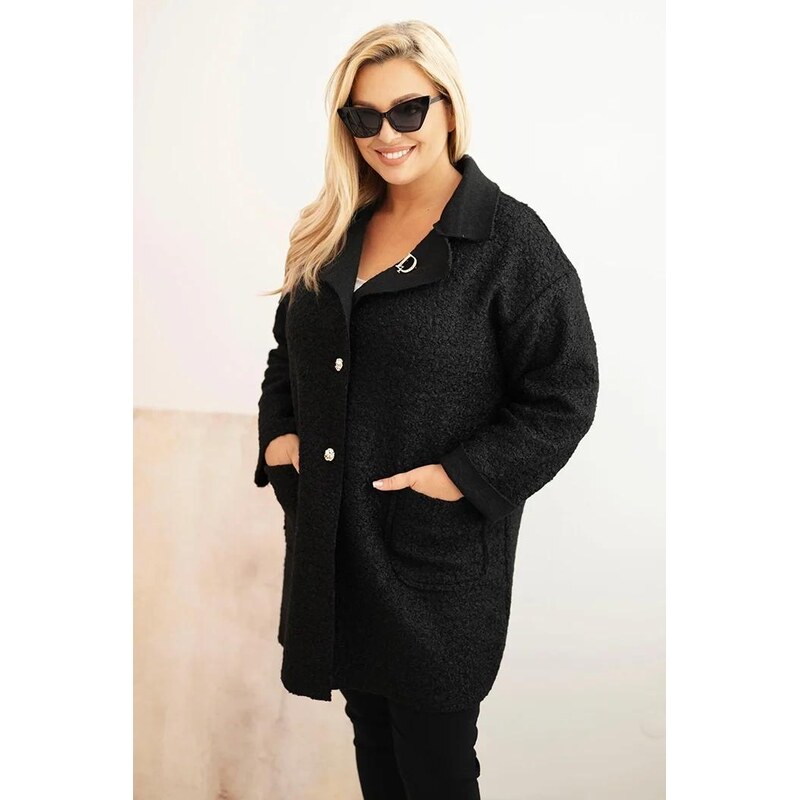 MladaModa Oversize kabát z umelého baránka s veľkými vreckami model 65737687