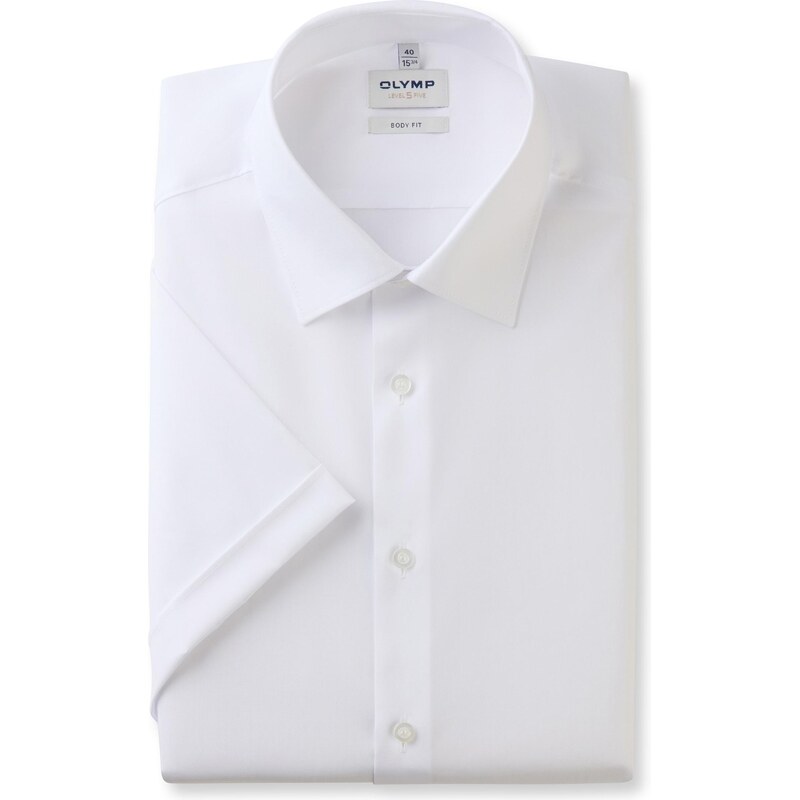 Pánska biela košeľa s krátkym rukávom OLYMP body fit 54129120