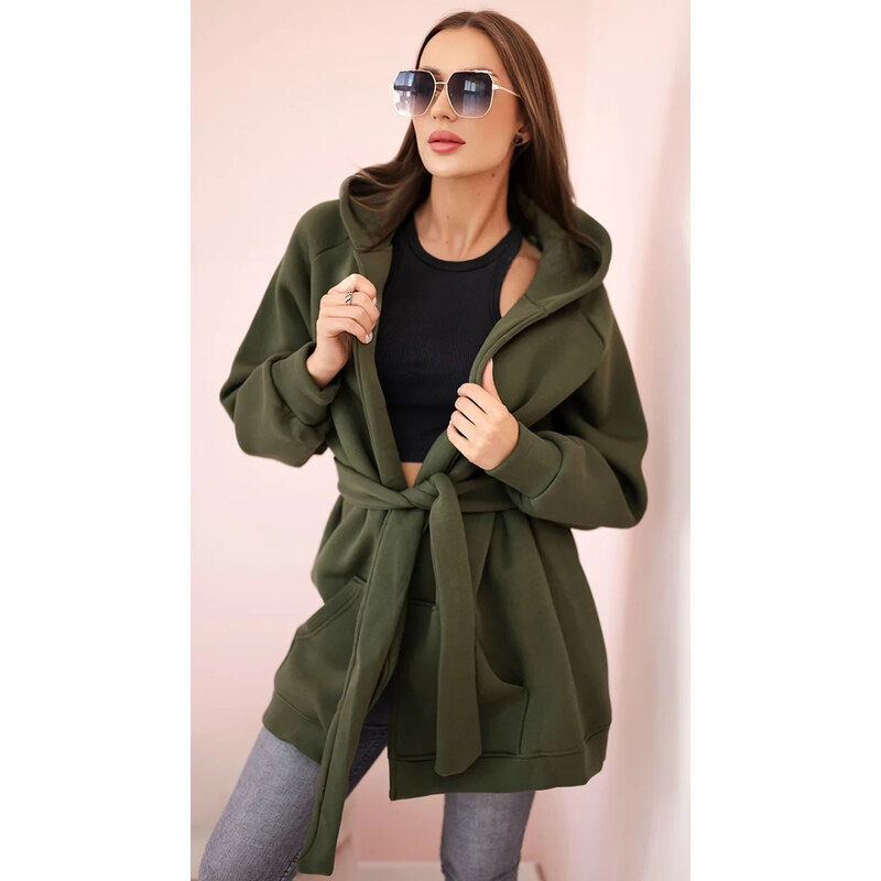 Kesi Kaki zateplená dámska mikina so zaväzovaním v páse 65606995