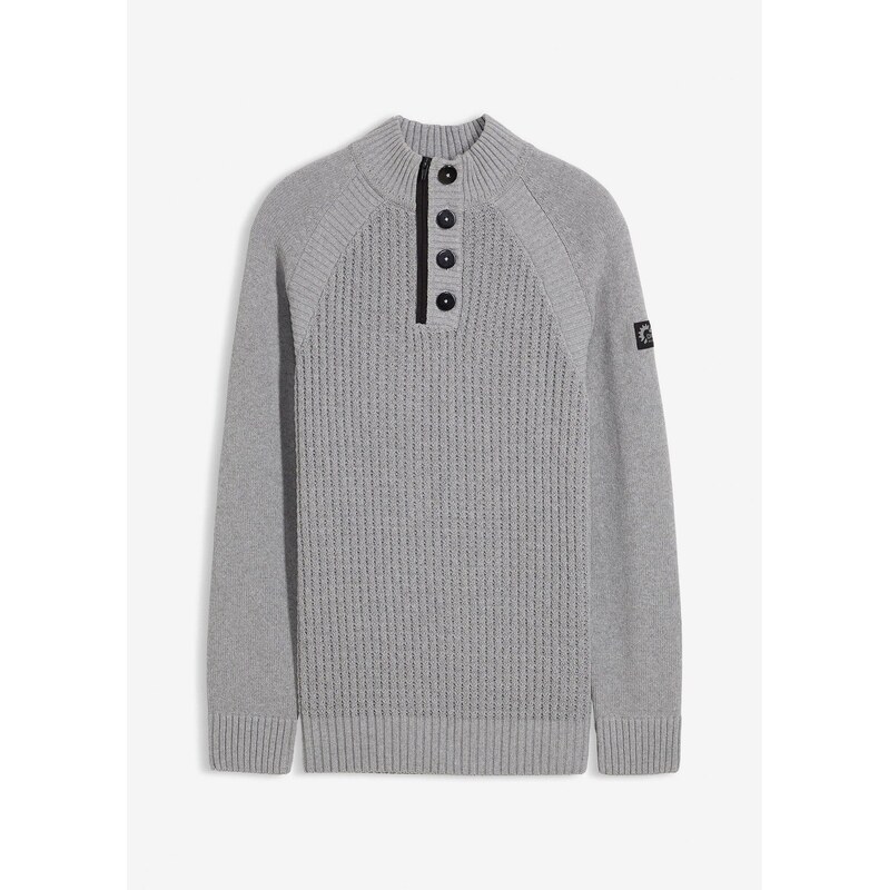 bonprix Pulóver so stojačikom, s recyklovanou bavlnou, farba šedá 49180326