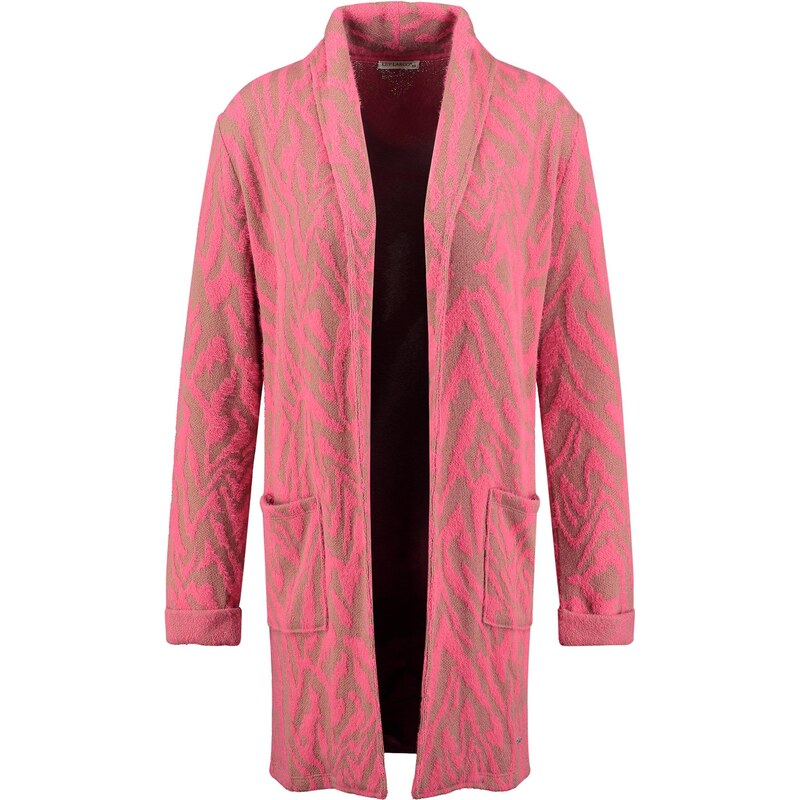 Key Largo Pletený kabát Infinity tmavobéžová / neónovo ružová 66057043