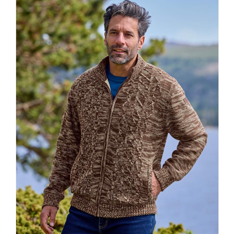 Pletený sveter podšitý flísom Atlas For Men Hnedá 65607838