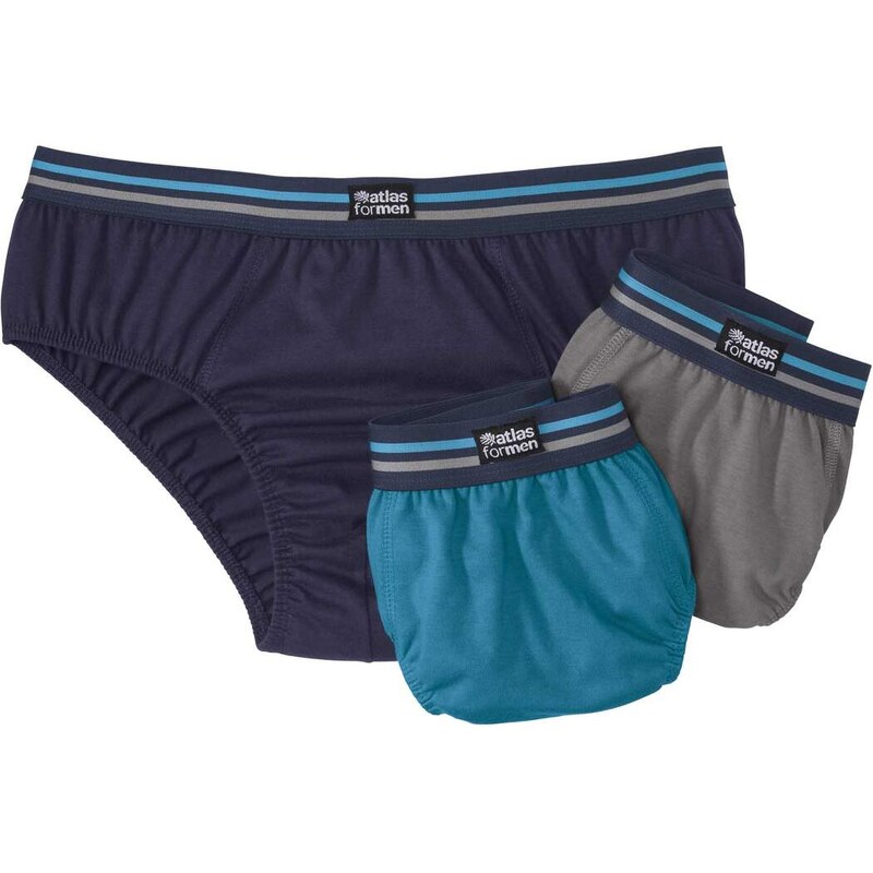 Sada 3 pohodlných slipov Atlas For Men Modrá 65607844
