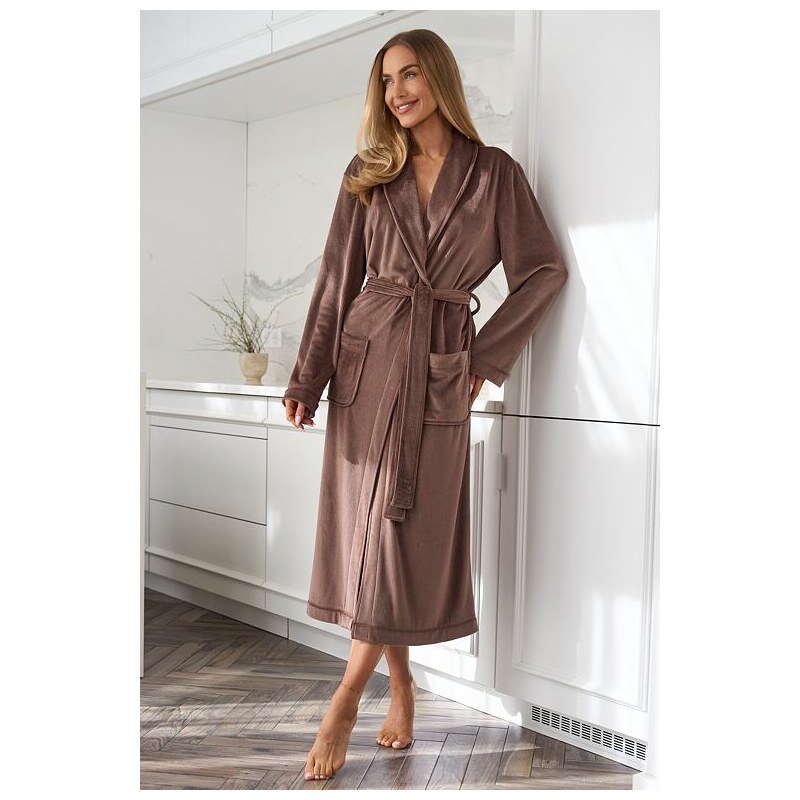 L&L Ľahký dámsky župan Aura hnedý dlhý 65609322