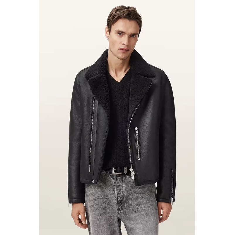 Kožená motorkárska bunda AllSaints CORREZ 65619204