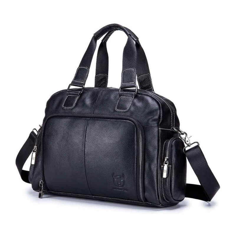 Bullcaptain pánska kožená cestovná taška Briac Čierna 19L 65226966