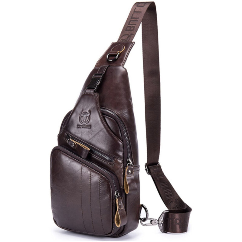 Bullcaptain kožená taška cez rameno Adalard Hnedá 5L 65227502