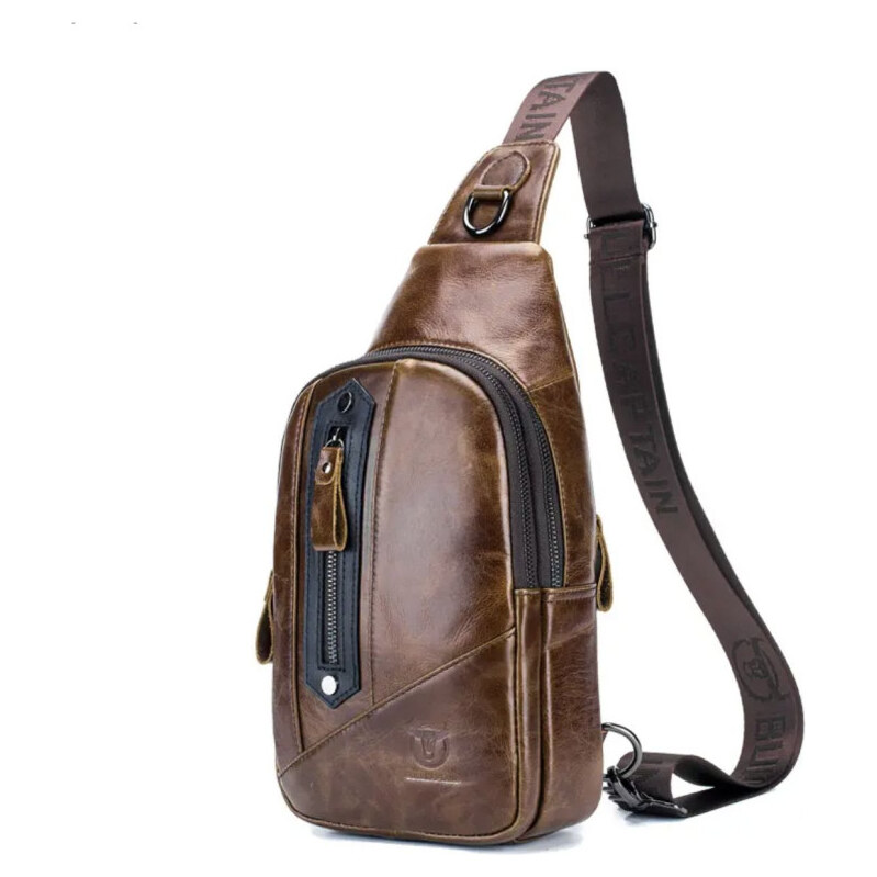 Bullcaptain kožená taška cez rameno Anselm Hnedá 5L 65227523