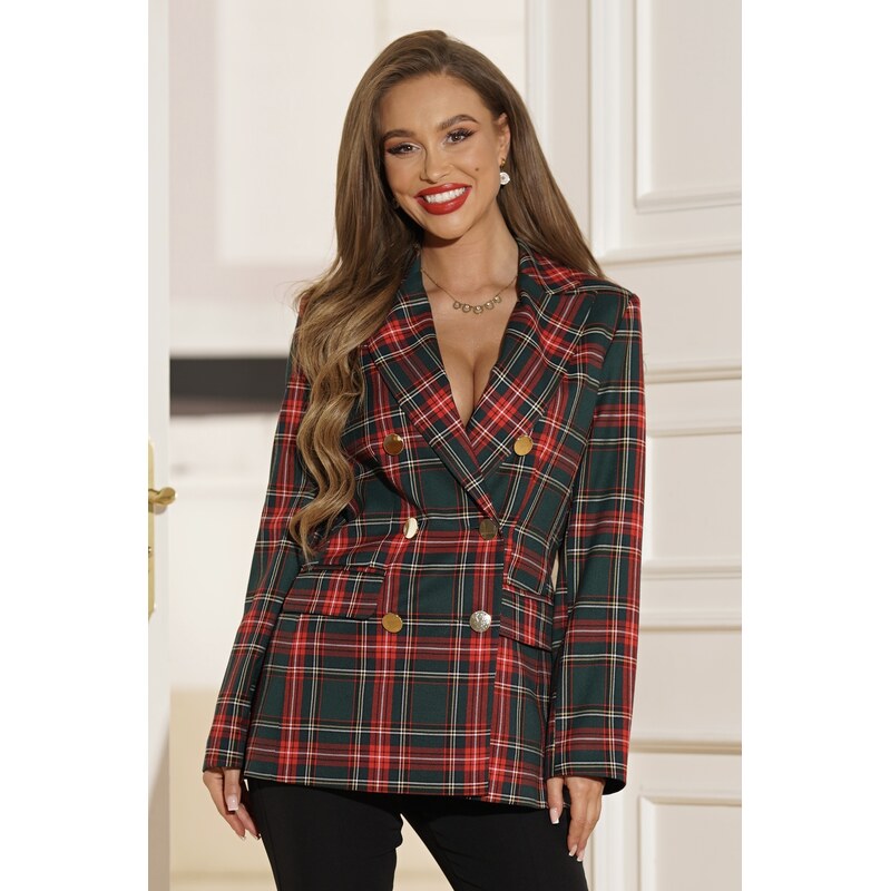 (veľ. 44 a 46) Kárované sako so zlatými gombíkmi 65611184
