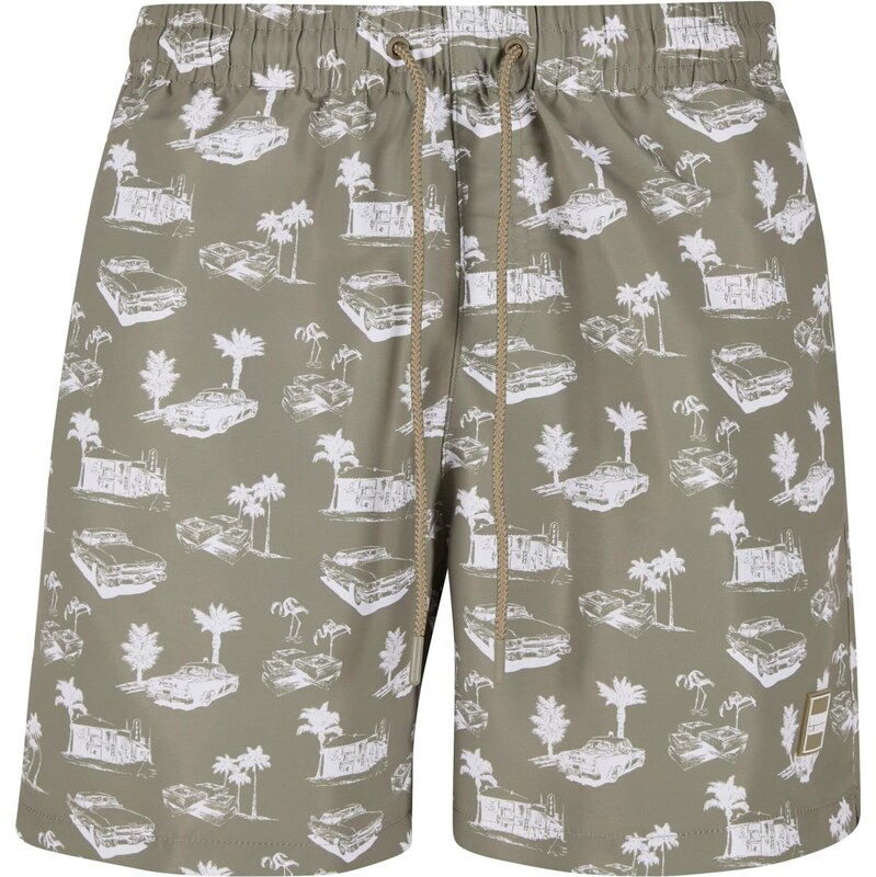 Urban Classics Plavecké šortky olivová / biela 65877122