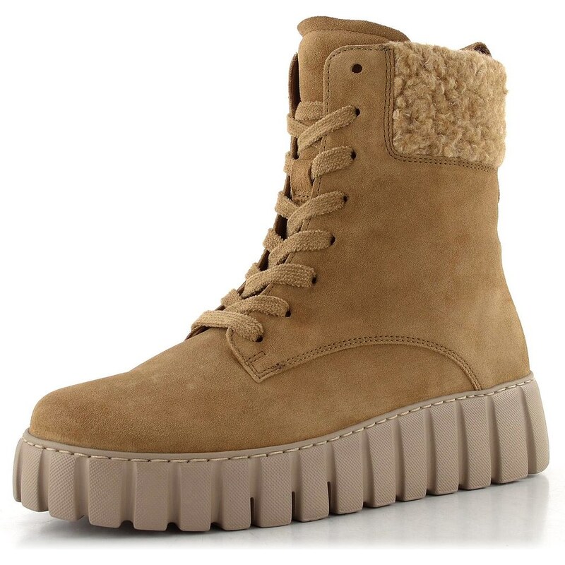 Gabor šněrovací kotník na platformě lion/camel 76.786.35 65612242