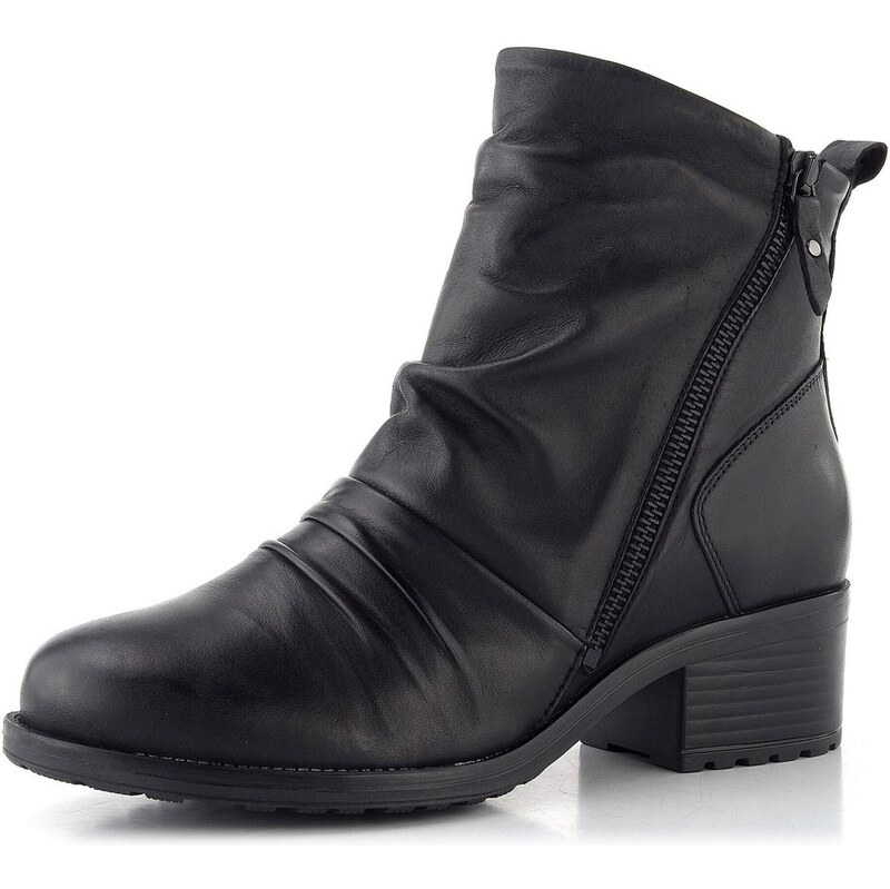 Creator kotník na podpatku se dvěma zipy Soft black IB 24595 65612328