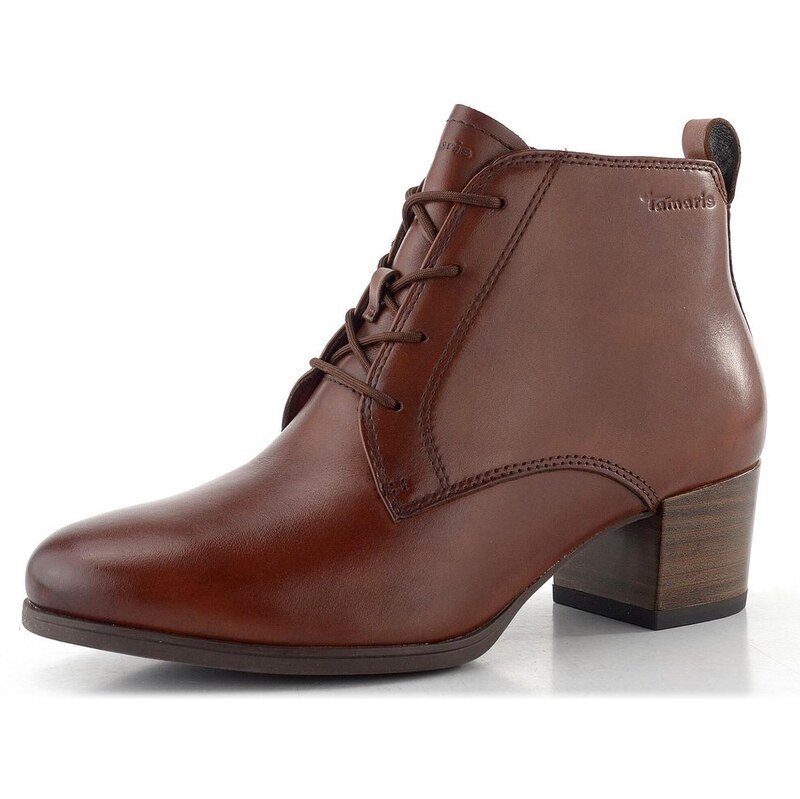 Tamaris kožený kotník na podpatku cognac 1-25131-43 65612341