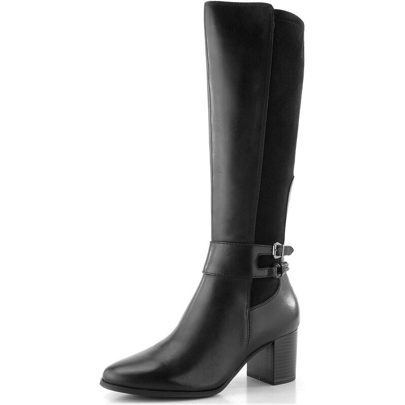 Caprice čierne čižmy na podpätku 9-25501-45 65612346