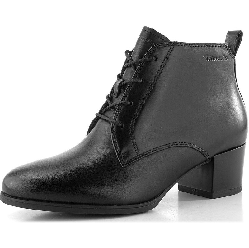 Tamaris kožený kotník na podpatku black 1-25131-43 65612347
