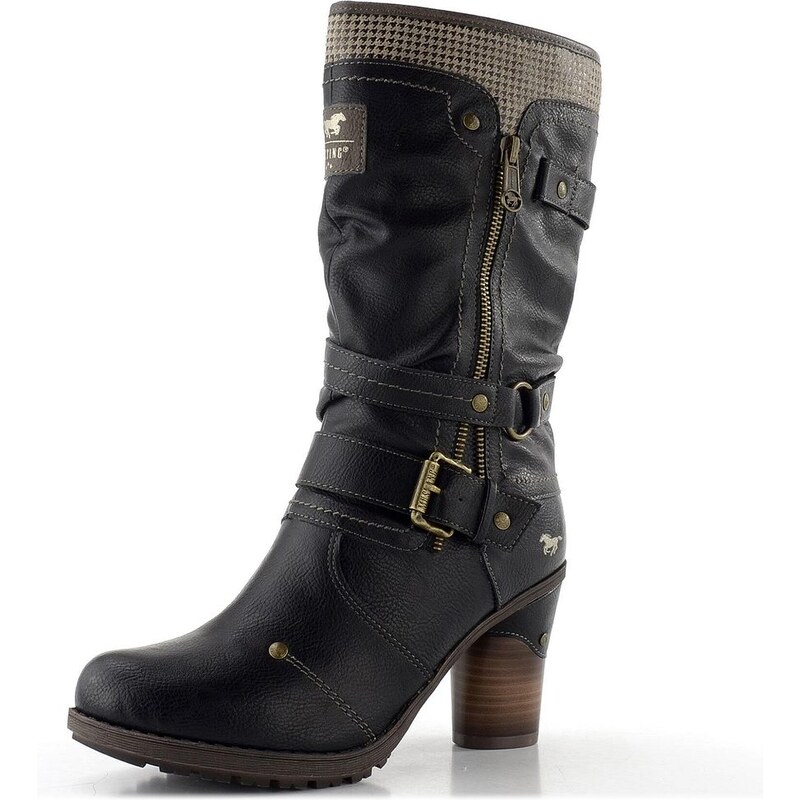 Mustang poločižmy na podpätku black 15M0162001 65612352