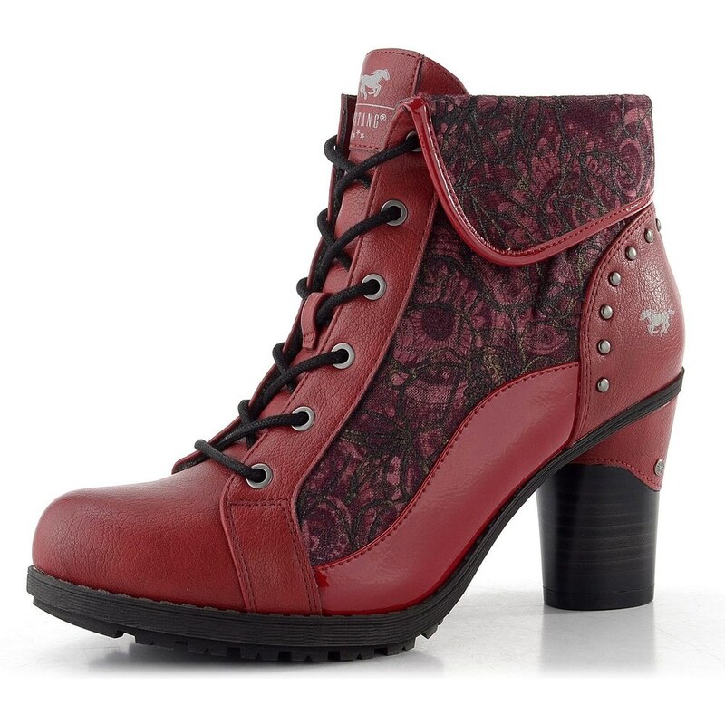 Mustang šněrovací kotník na podpatku red-multi 15M0162011 65612354