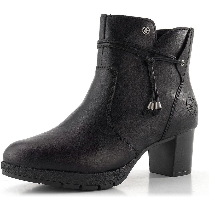 Rieker elegantná členková obuv na podpätku čierna 77667-00 65612419