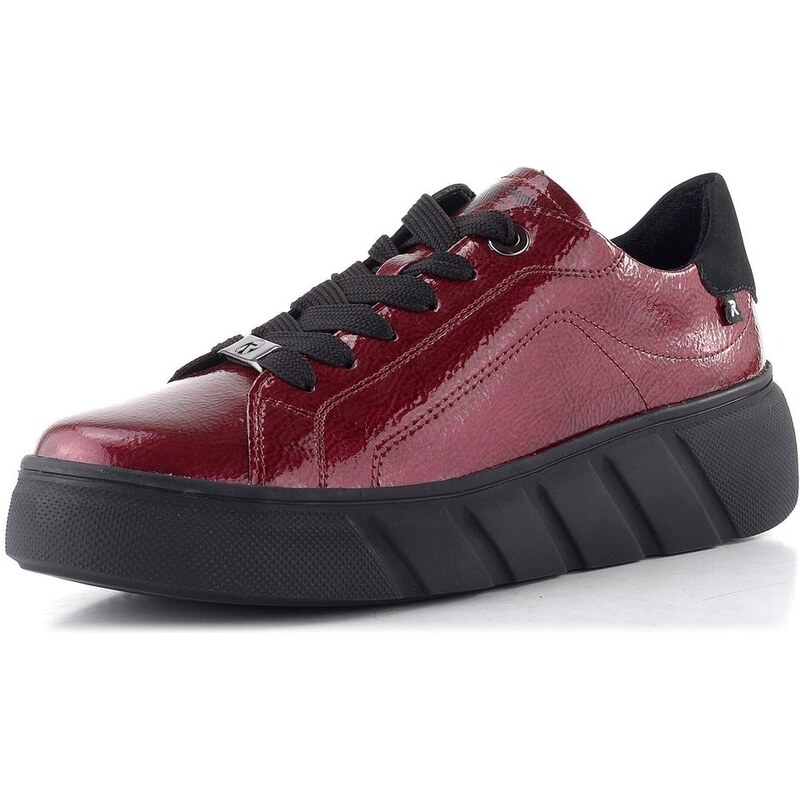 Rieker Sport dámske lakované tenisky cherry/schwarz W2601-35 65666640