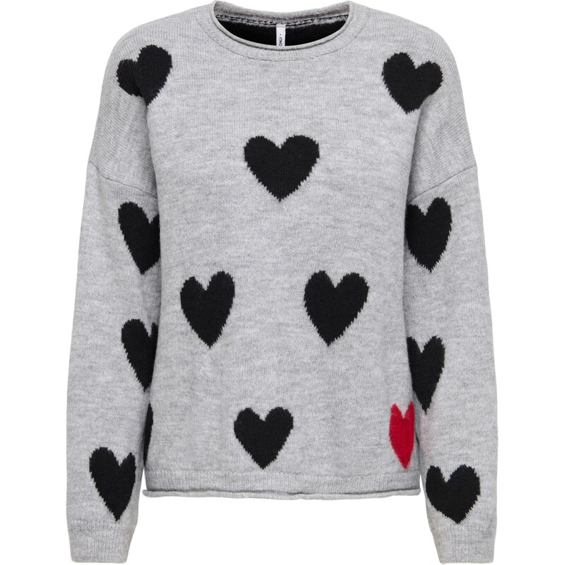 ONLY Sveter ONLJADE svetlosivá / červená / čierna 65773230