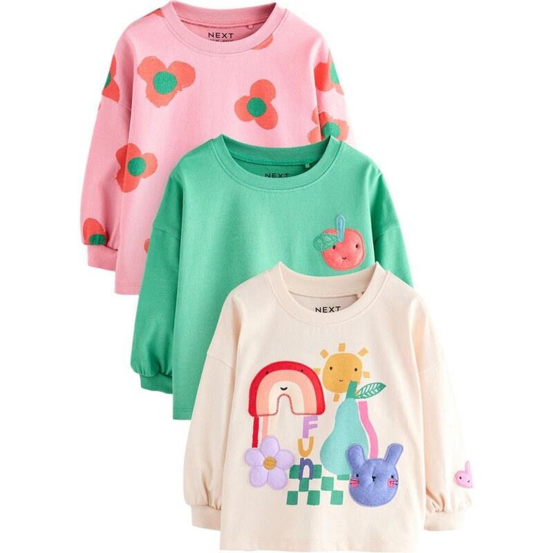 Next Tričko žltá / nefritová / svetloružová / biela 65886696