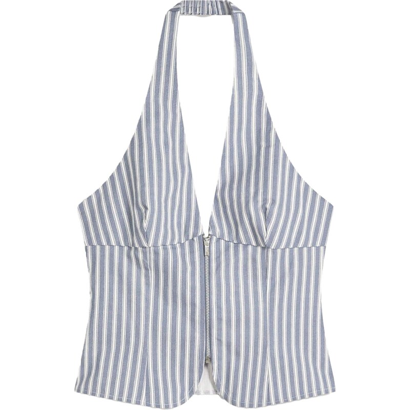 Bershka Top tmavomodrá / biela 65888318