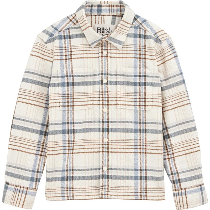 WE Fashion Košeľa béžová / modrá / gaštanová 65885045