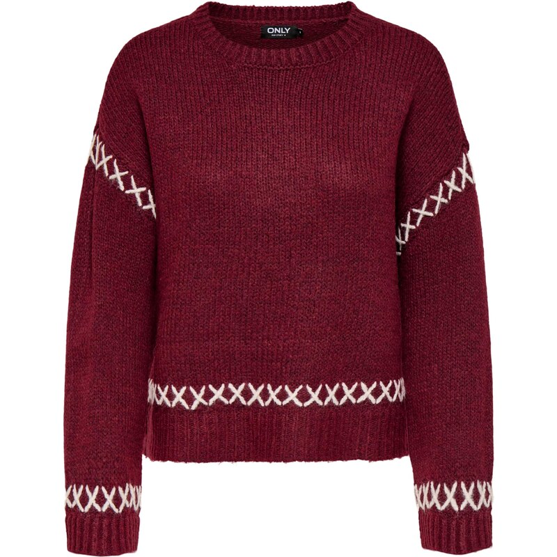 ONLY Sveter ONLAMANDA bordová / biela 66008994