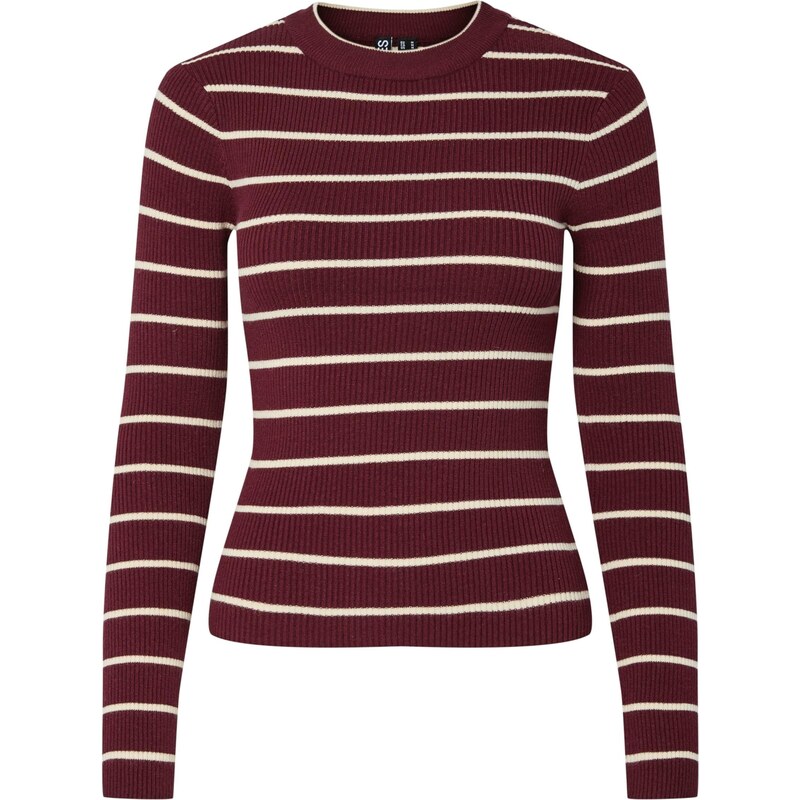 PIECES Sveter karmínovo červená / prírodná biela 65890326