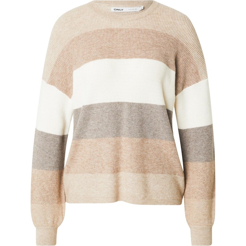 ONLY Sveter ONLJETTE tmelová / tmavošedá / sivobéžová / biela 65890413