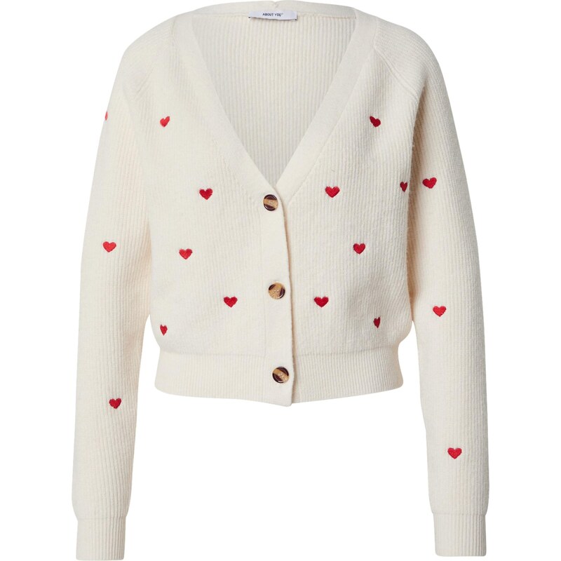 ABOUT YOU Kardigán Lana červená / biela 66257441