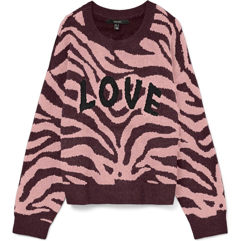 VERO MODA Sveter VMNEWKAI ružová / vínovo červená / čierna 65890683