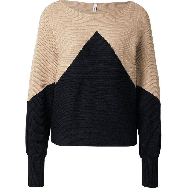 ONLY Sveter ONLMADALINE tmavobéžová / čierna 65891191