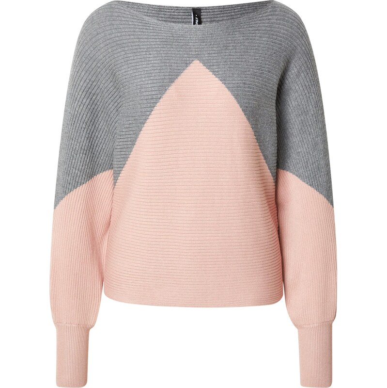 ONLY Sveter ONLMadaline sivá melírovaná / svetloružová 65891208