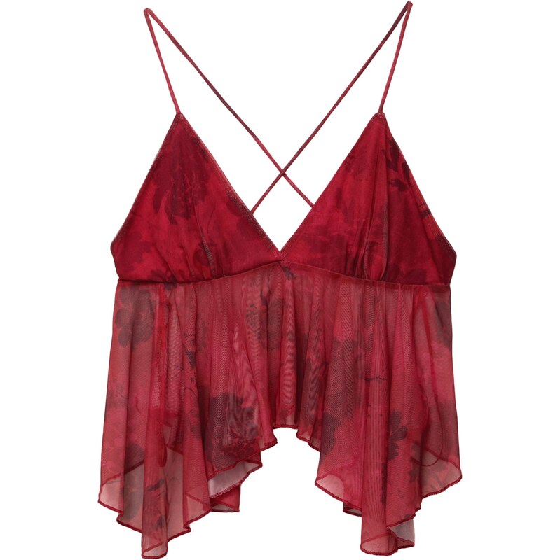 Pull&Bear Top červená / rubínová / čierna 65891559