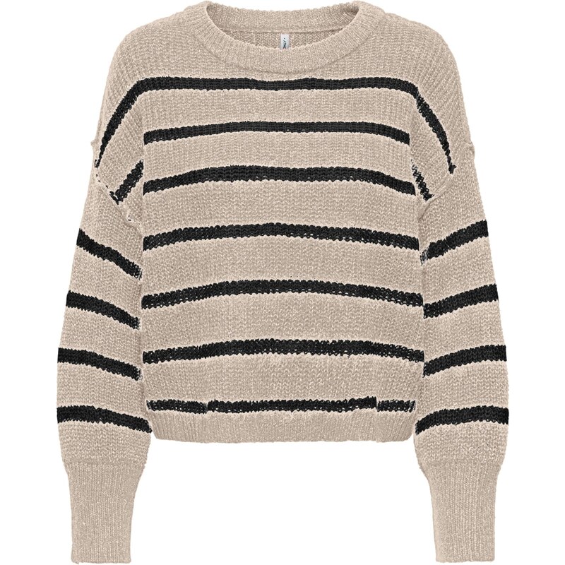 ONLY Sveter ONLMALLY sivobéžová / čierna 65892021