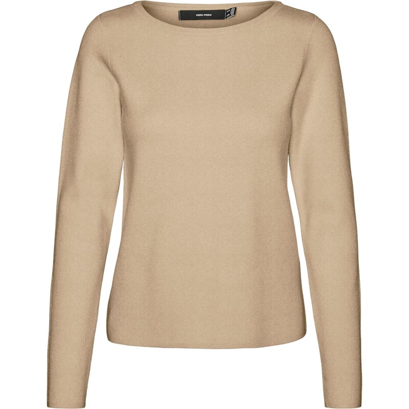 VERO MODA Sveter VMGOLD NEEDLE tmavobéžová 65892203