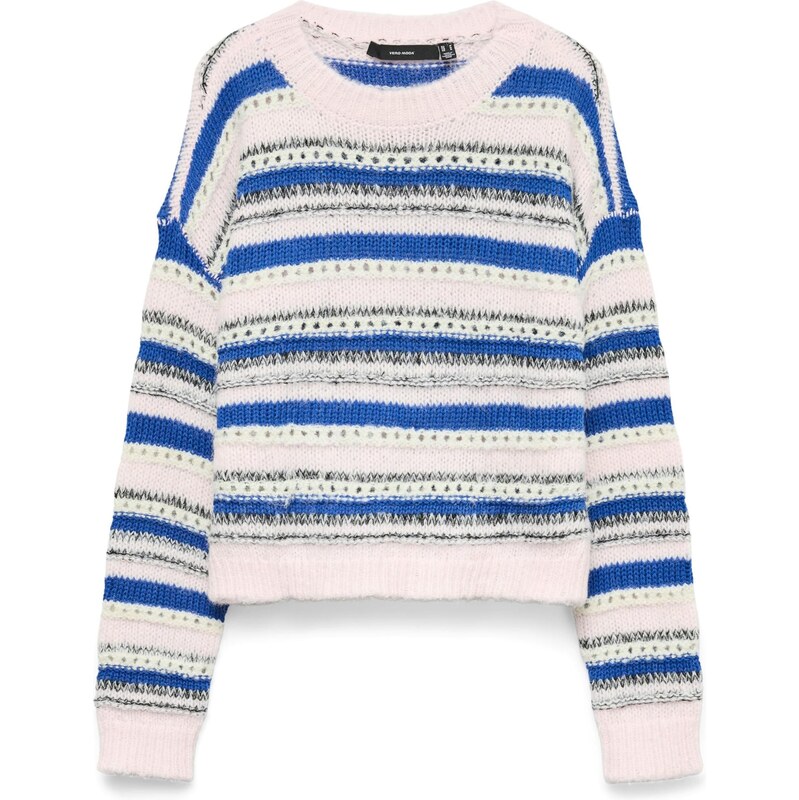 VERO MODA Sveter VMLENORA kráľovská modrá / ružová / čierna / biela 65892232