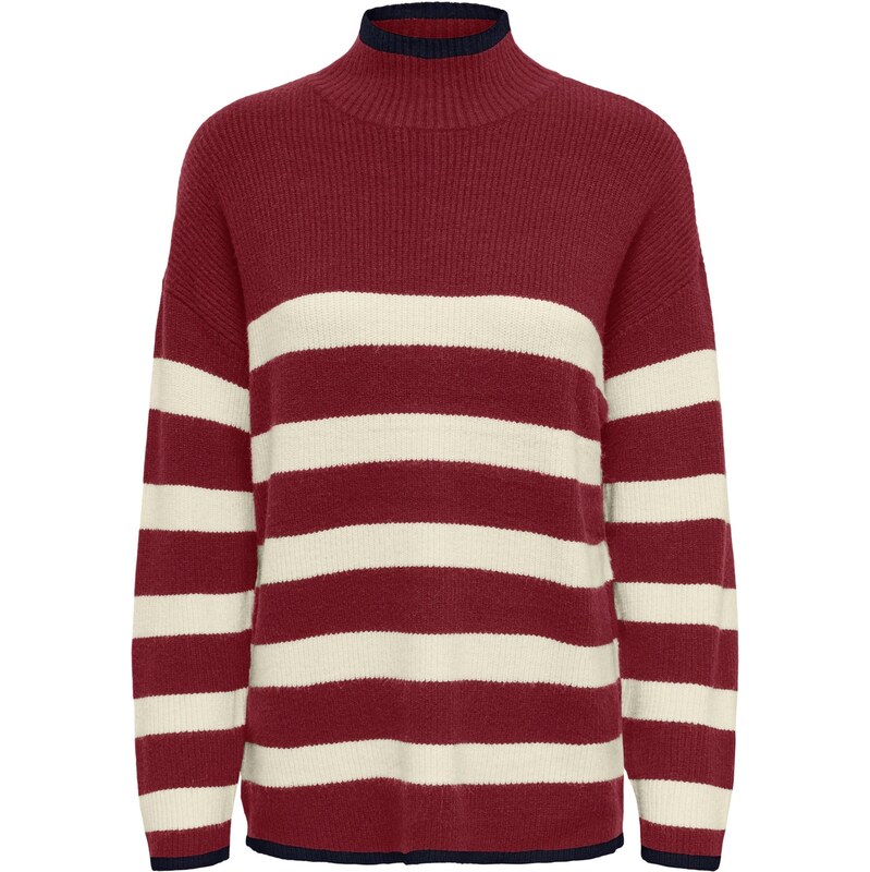 ONLY Sveter ONLKATIA vínovo červená / biela 65892324