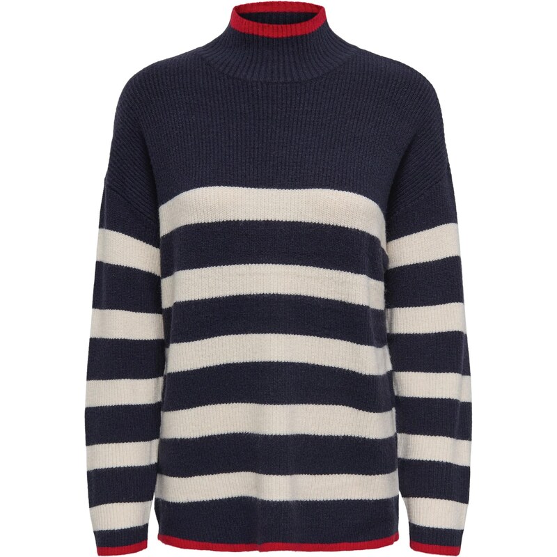 ONLY Sveter ONLKATIA tmavomodrá / jasne červená / biela 65892332