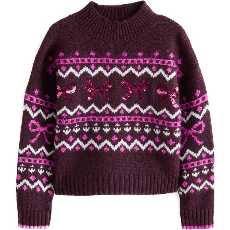 Next Sveter cyklaménová / svetloružová / biela 65663751