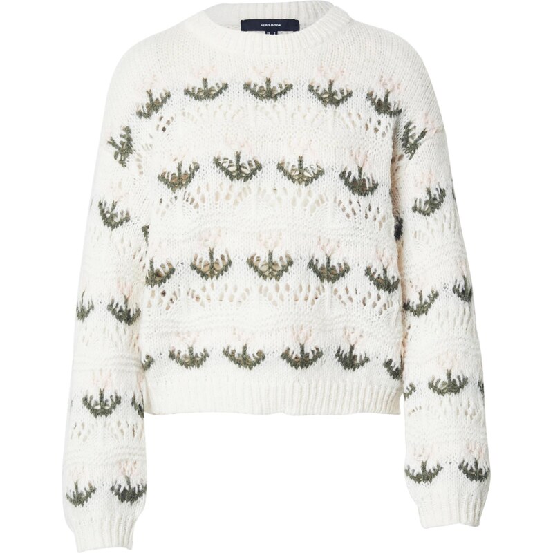 VERO MODA Sveter VMIdelle tmavozelená / ružová / biela 65893035