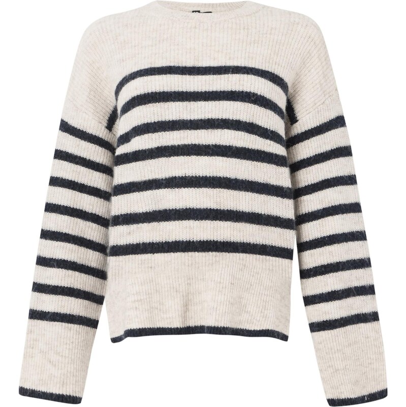 PIECES Sveter PCLINE svetlosivá / čierna 65893762