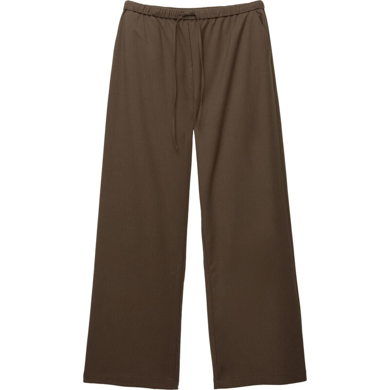 Pull&Bear Nohavice hnedá / biela 65894053