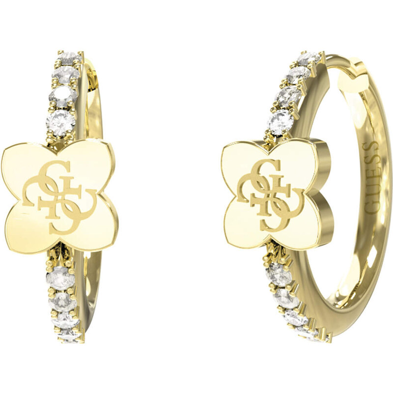 Guess Nadčasové pozlátené kruhy s kryštálmi Wild Flower JUBE05508JWYGT 66583543
